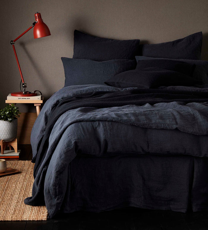 Black 100% Linen Bed Linen