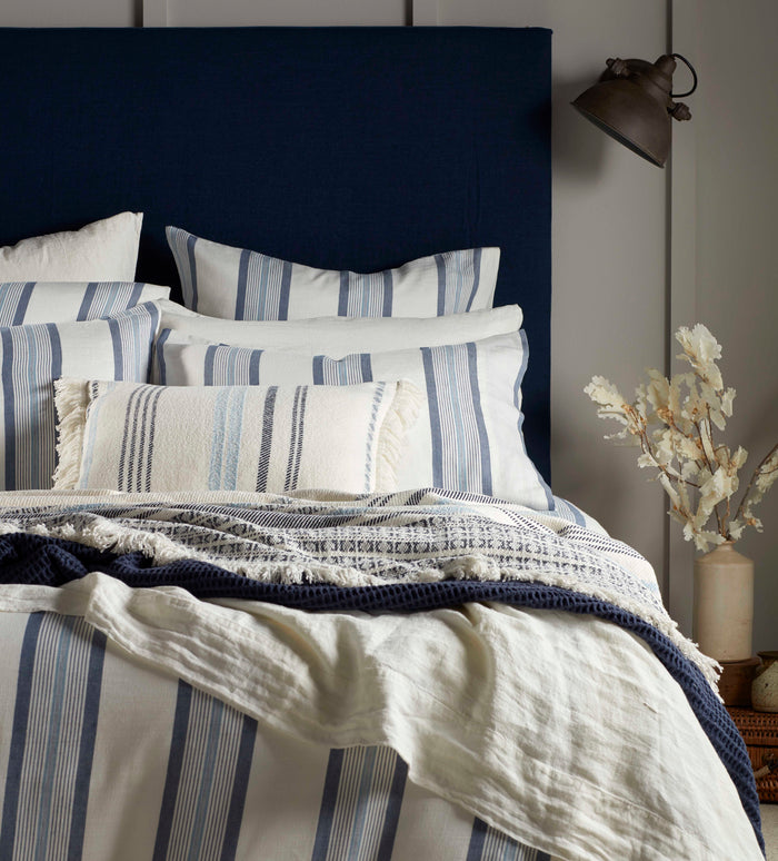 Blue Brighton Stripe Cotton Linen Housewife Pillowcase