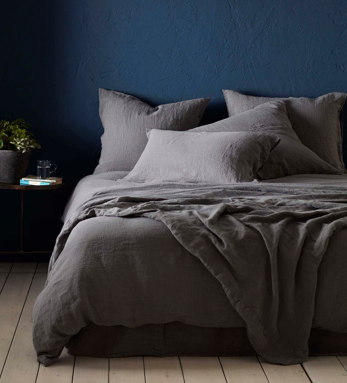 Charcoal 100% Linen Bed Linen