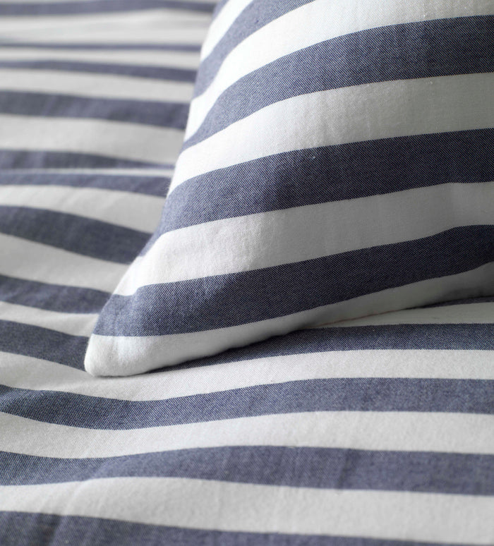 Navy Coastal Stripe 100% Cotton Housewife Pillowcase