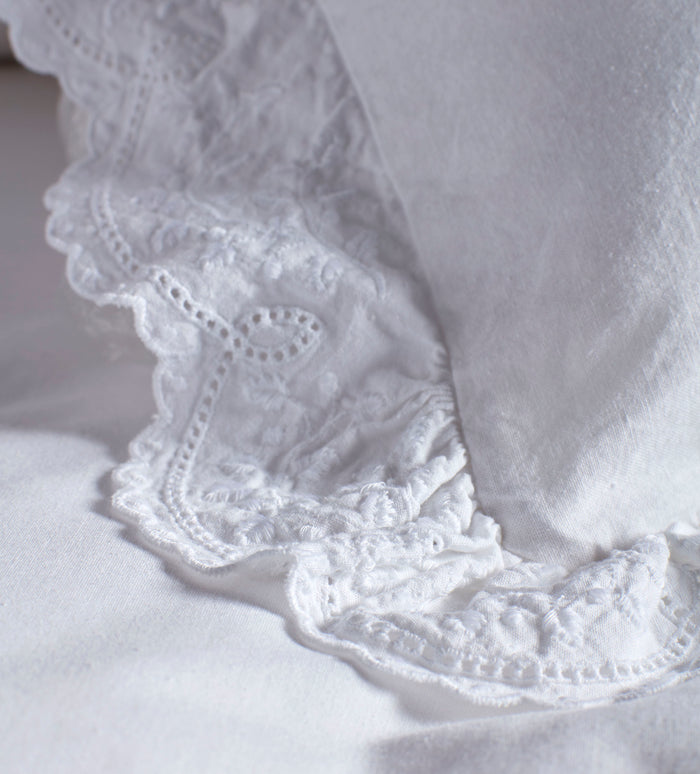 White Elsie Cotton Linen Oxford Pillowcase