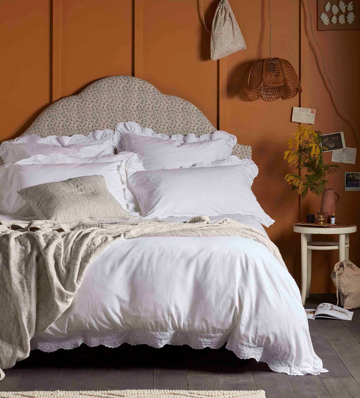 White Elsie Cotton Linen Bed Linen