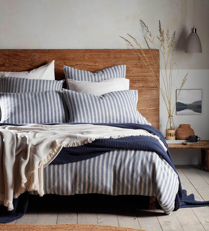 French Blue Fred Brushed 100% Cotton Bed Linen