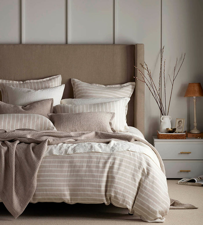 Natural George Stripe Cotton Linen Bed Linen