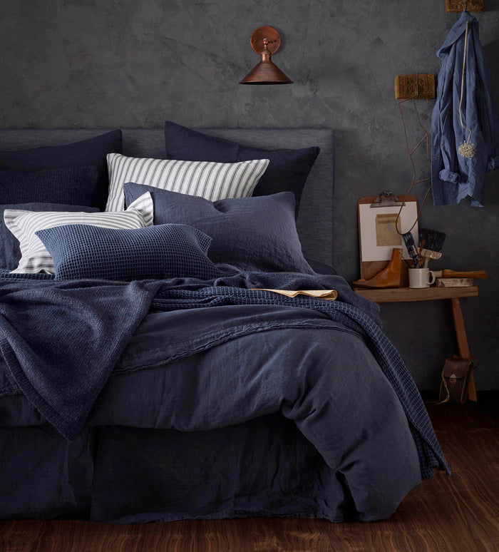 Navy Blue 100% Linen Bed Linen