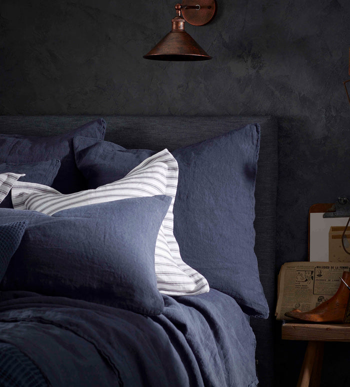 Navy Blue 100% Linen Housewife Pillowcase