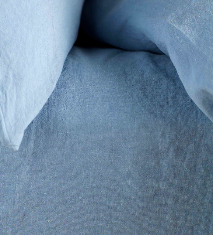 Powder Blue 100% Linen Fitted Sheet