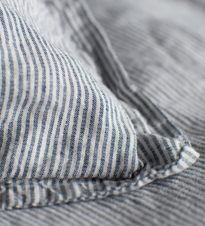 French Blue Sid Stripe 100% Linen Duvet Cover