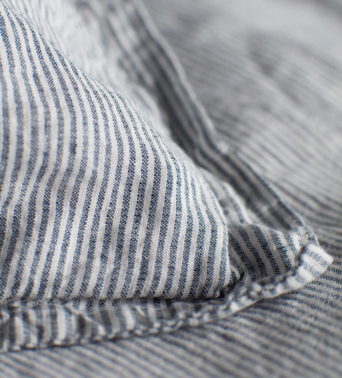 French Blue Sid Stripe 100% Linen Bed Linen