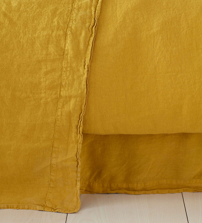 Mustard Yellow 100% Linen Flat Sheet