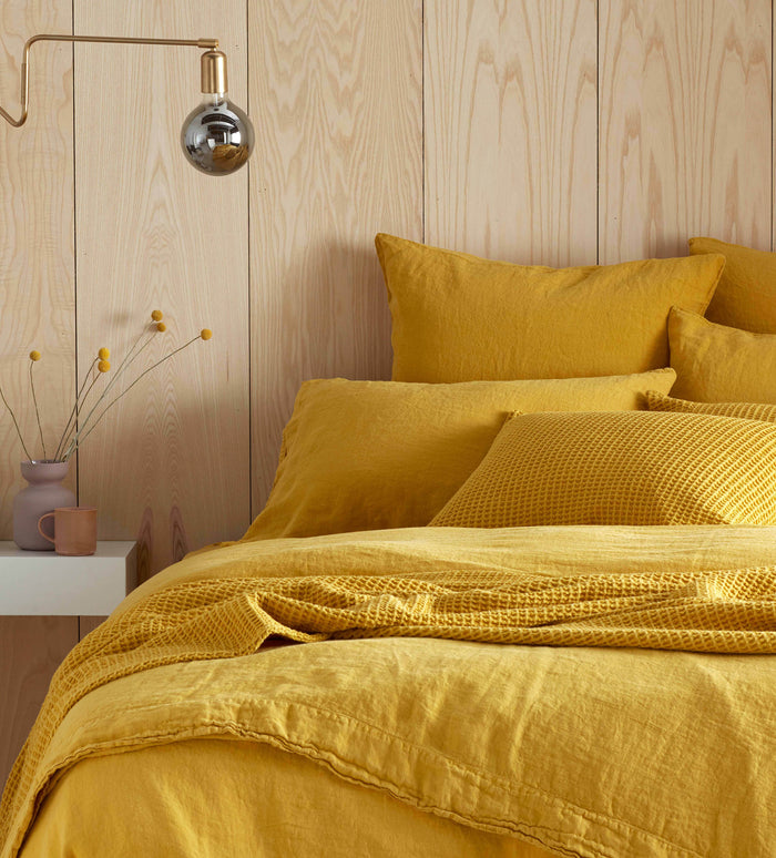Mustard Yellow 100% Linen Housewife Pillowcase