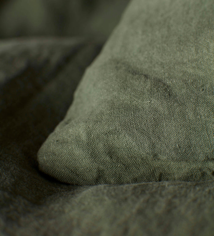 Olive Green 100% Linen Duvet Cover