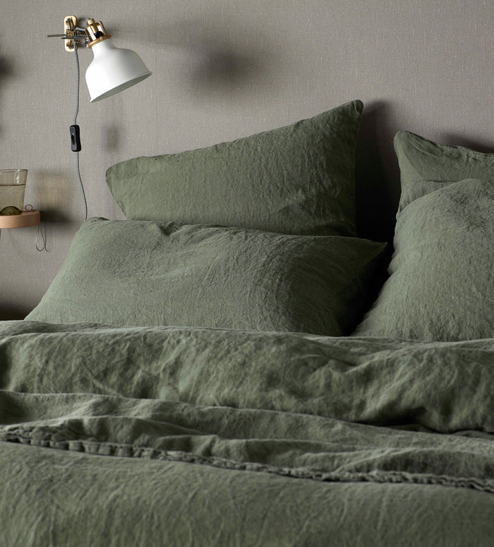 Olive Green 100% Linen Housewife Pillowcase