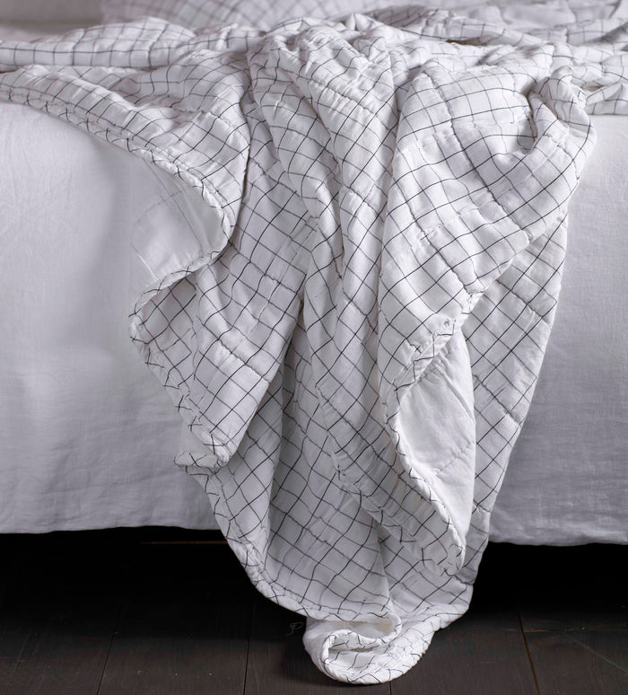 Black and White Ottilie 100% Cotton Quilted Throw