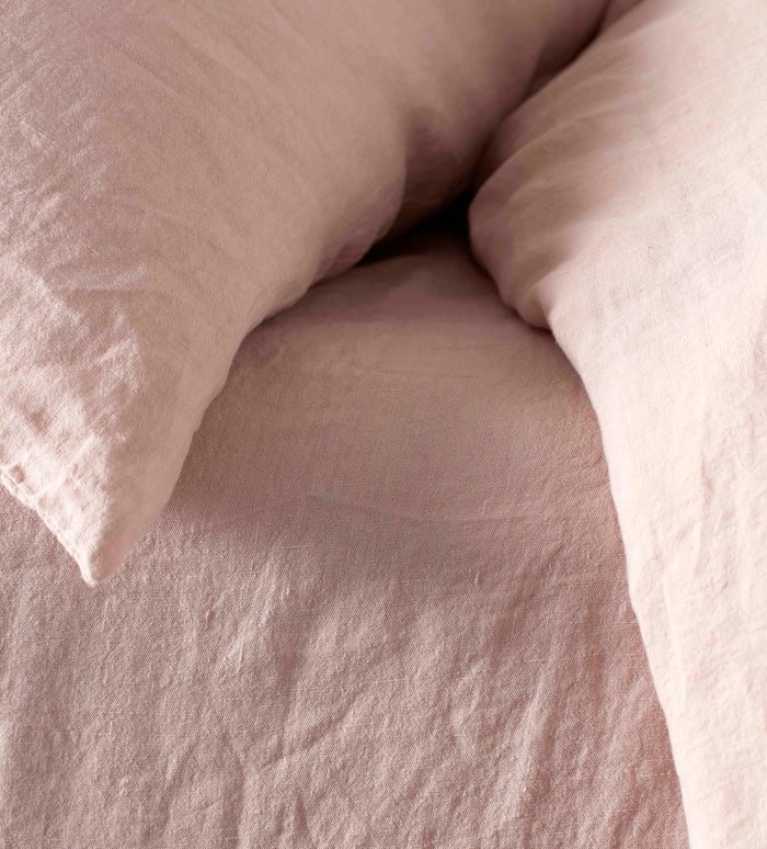Blush Pink 100% Linen Fitted Sheet