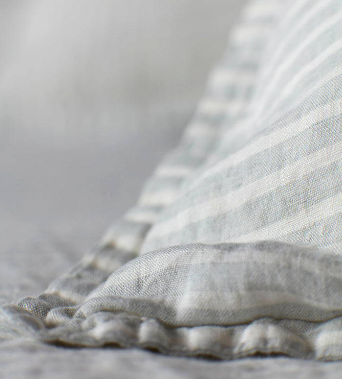 Sage Stripe 100% Linen Oxford Pillowcase