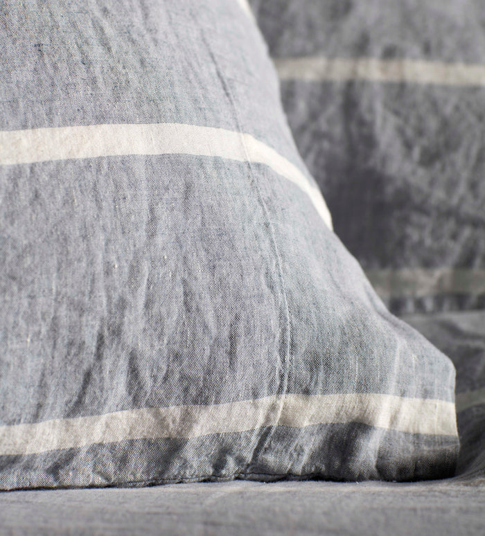 Blue Seb Stripe Cotton Linen Bed Linen