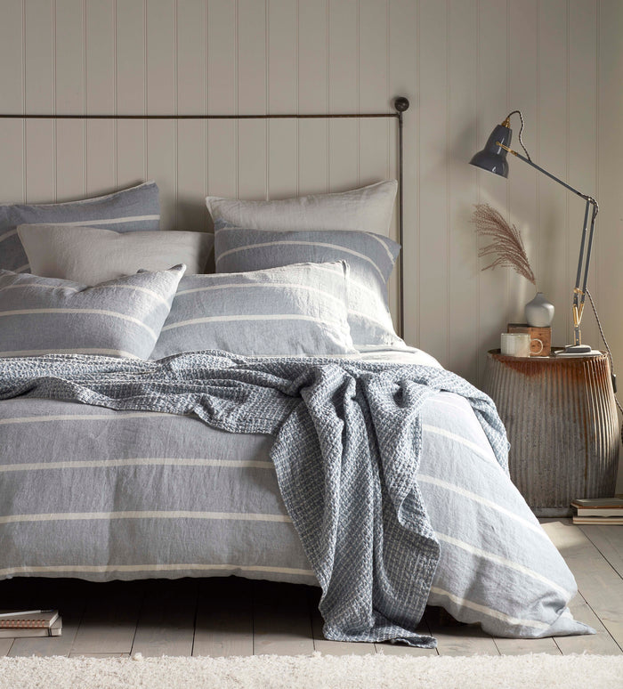 Blue Seb Stripe Cotton Linen Bed Linen