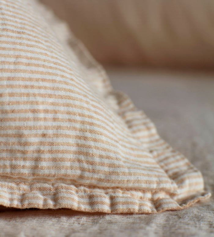 Yellow Suzi Stripe 100% Linen Bed Linen