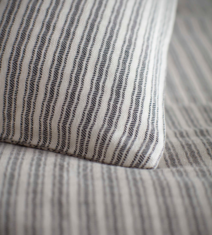Grey Ticking Stripe Cotton Linen Bed Linen