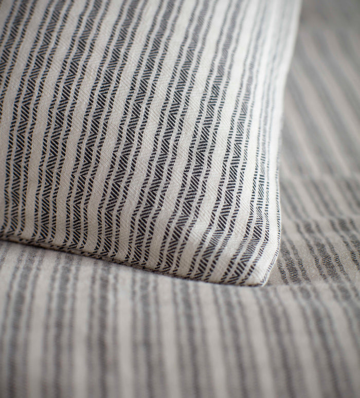 Grey Ticking Stripe Cotton Linen Duvet Cover