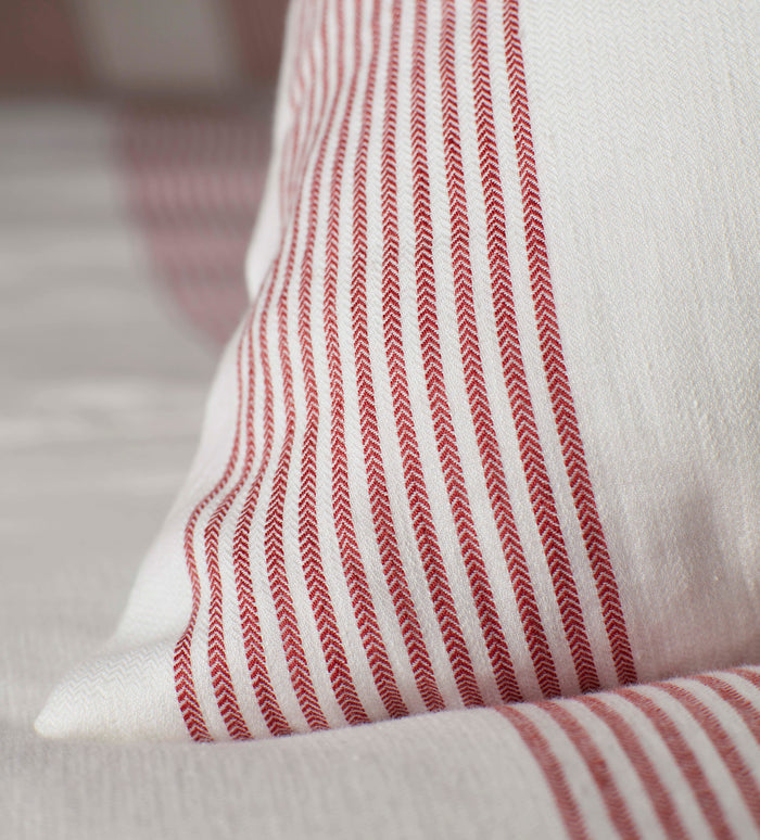 Red Ticking Stripe Cotton Linen Duvet Cover