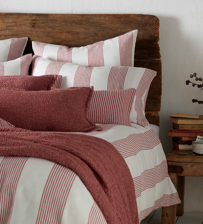 Red Ticking Stripe Cotton Linen Housewife Pillowcase