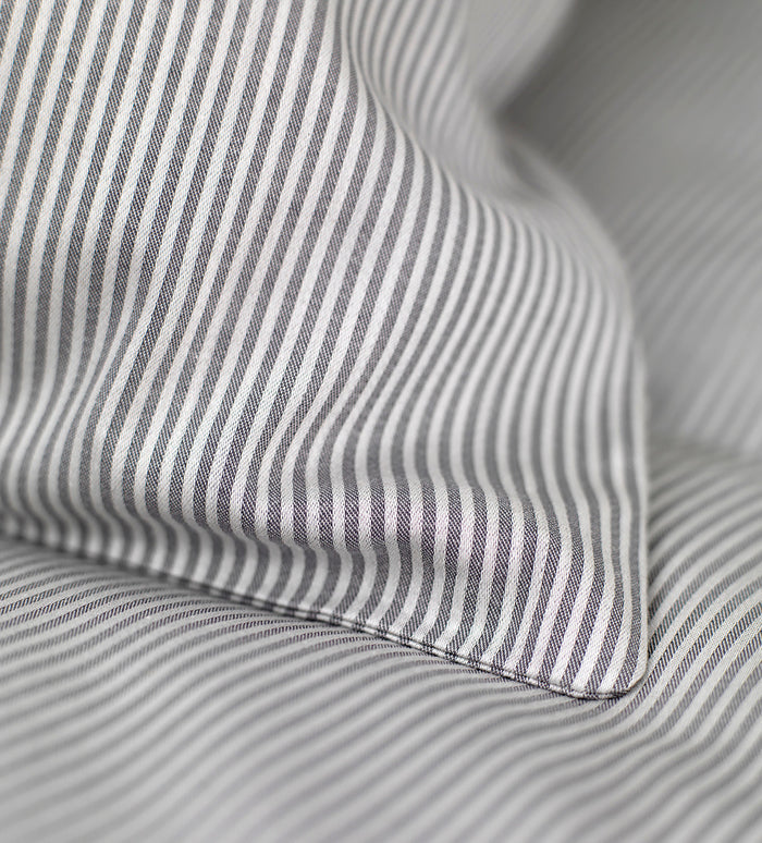 Graphite Grey Tiny Stripe 100% Cotton Housewife Pillowcase