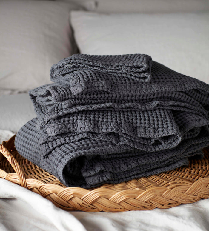 Graphite Grey 100% Cotton Waffle Towels