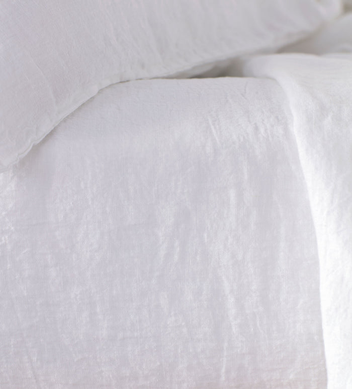 White 100% Linen Extra Deep Fitted Sheet – 40cm Depth